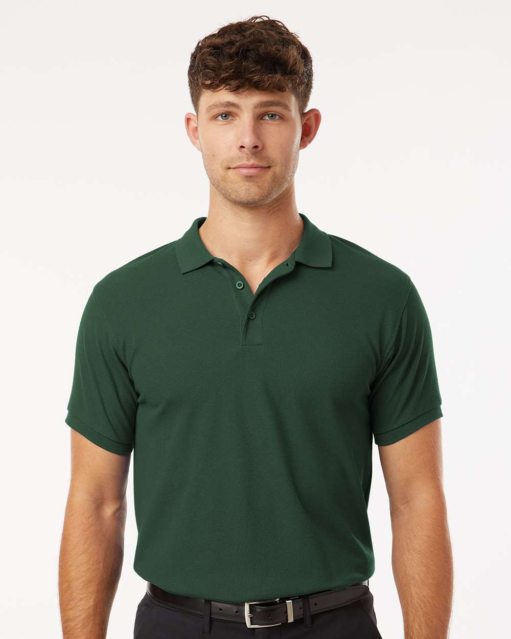 AllPro 62800 Forest Green polo - model front