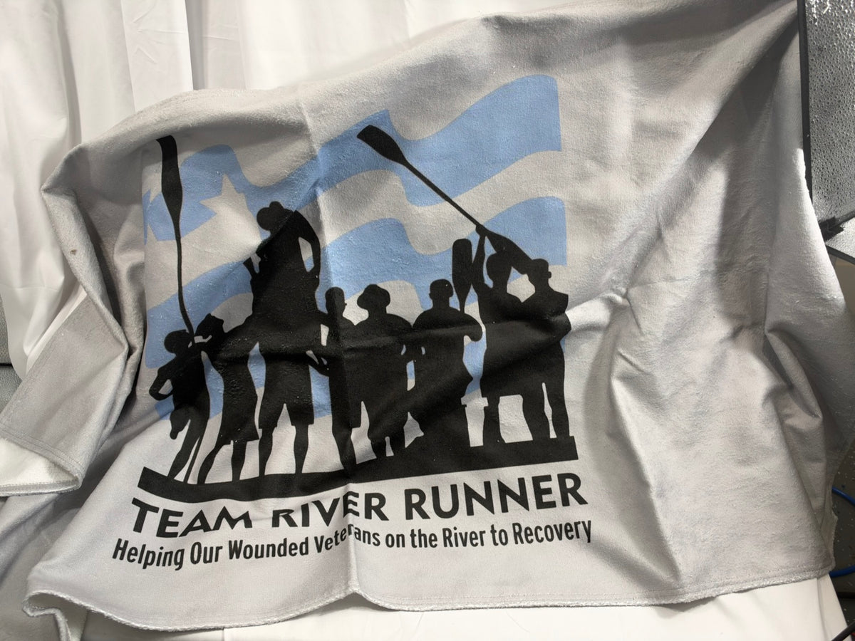 Team River Runner beach towel, full view
